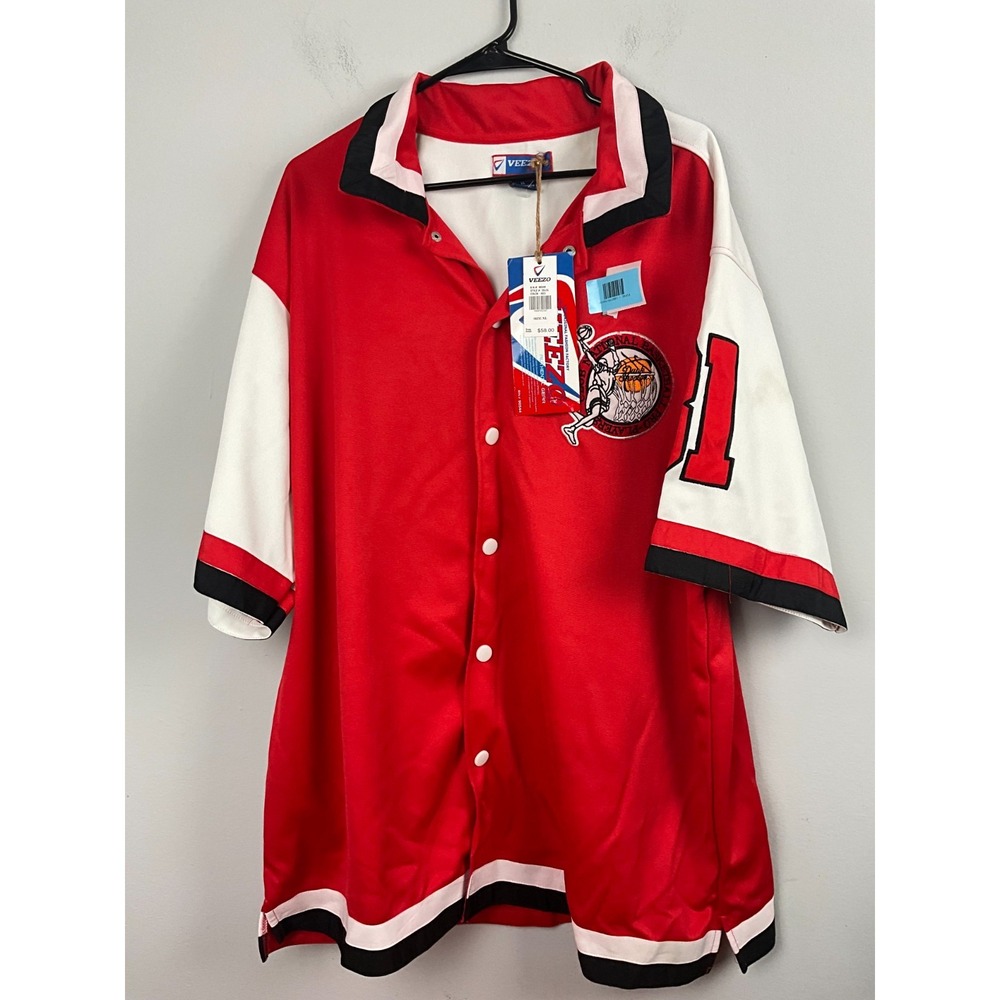 Veezo Mens Basketball Warm-Up Jersey & Pants‎ Set Red White Black Size XL NWT